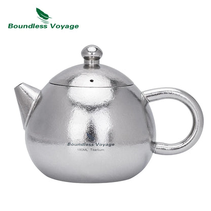 Boundless Voyage Titanium Teapot 180ml, Lightweight Loose Leaf Tea Pot with Anti-Scald Handle Tea Maker for Home Office Camping Ti3111D