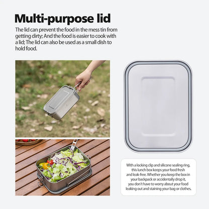 Boundless Voyage Titanium Bento with Lid & Handle Outdoor Camping Dinner Box Portable Cookware Leak Proof Lunch Box Container Ti2083C