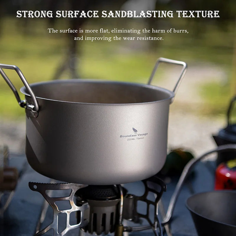 Boundless Voyage Titanium Steam Pot Compact Food Steamer Pan Camping Pot Outdoor Cookware Lightweight Portable Hiking Saucepan