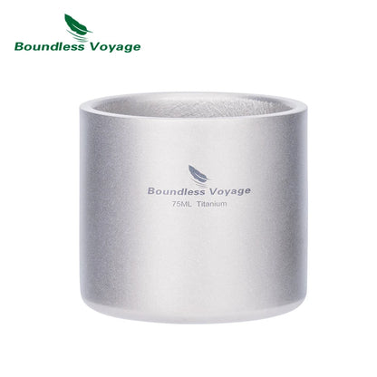 Boundless Voyage Titanium 75ml Double-wall Cup Coffee Tea Mug Backpacking Lightweight Portable Camping Hot Cold Water Drinkware Ti3045D