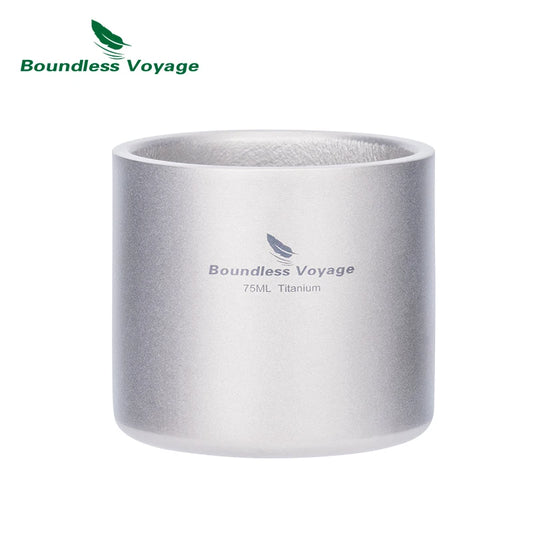 Boundless Voyage Titanium 75ml Double-wall Cup Coffee Tea Mug Backpacking Lightweight Portable Camping Hot Cold Water Drinkware Ti3045D