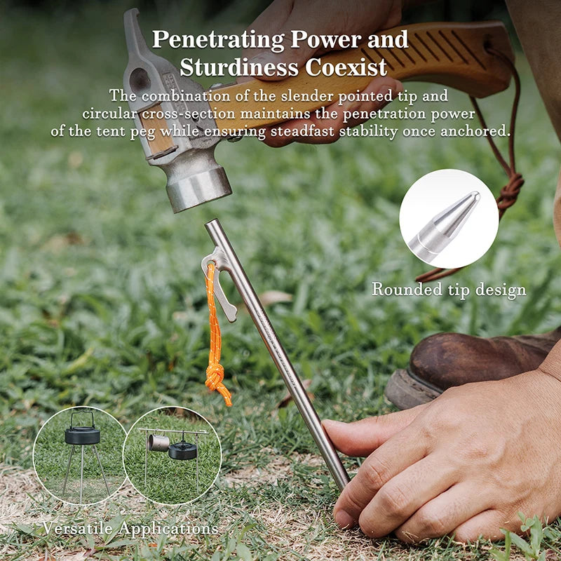 Titanium Alloy Tent Pegs Heavy Duty Nails Camping Stakes Hard Ground Pins 20cm 24cm 30cm 35cm 40cm