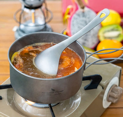 Boundless Voyage Titanium Spoon with Big Bowl Ladle for Soup Sauce Rice Kitchen Cooking Kit Outdoor Camping Home Tableware Ti1039T