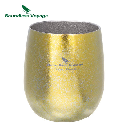 Boundless Voyage Pure Titanium Double-Walled Cup Egg Shape Lightweight Portable Coffee Water Mug Outdoor Camping Drinking Cup Ti3084D