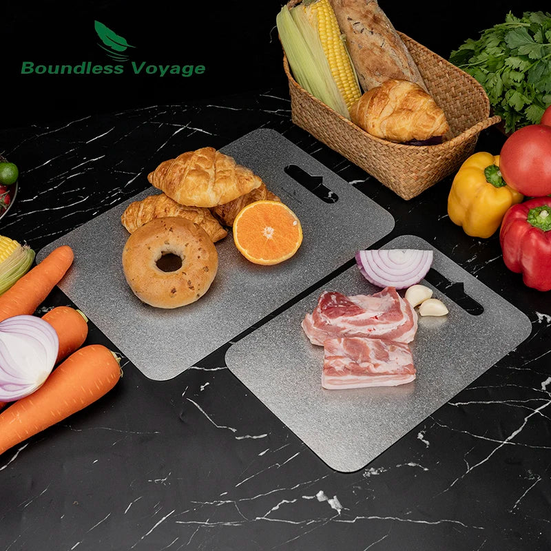 Boundless Voyage Pure Titanium Cutting Board Multifunctional Chopping Board for Kitchen Lightweight Camping Cutting Mat Ti5009P
