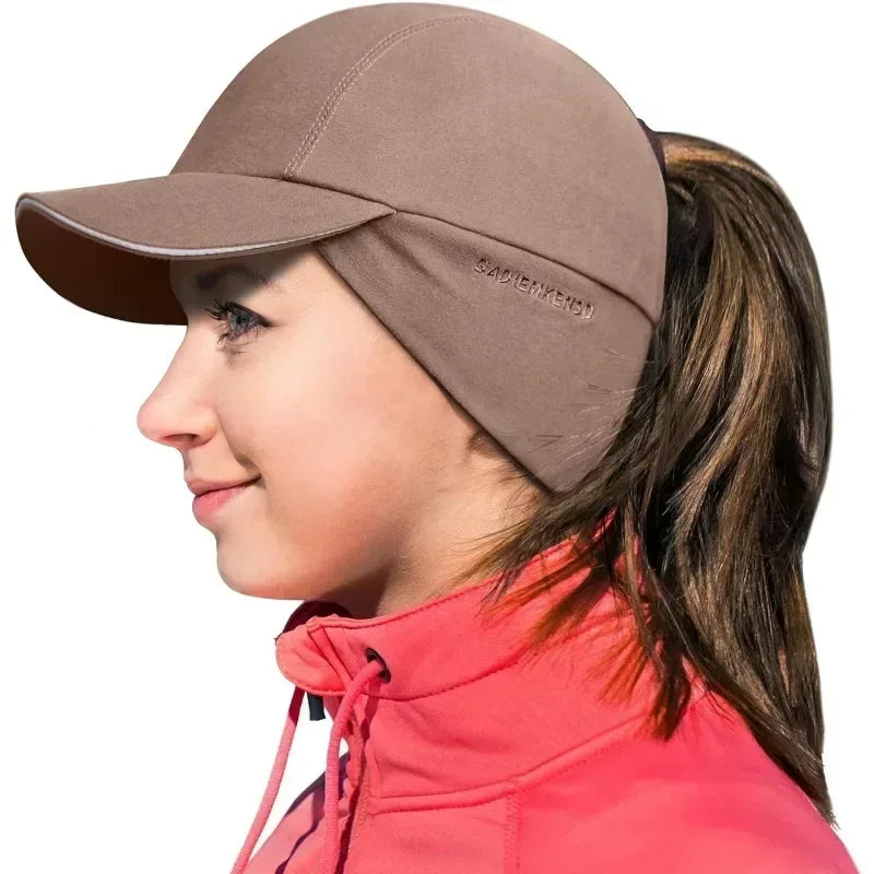 GADIEMKENSD Women's Winter Fleece Ponytail Hat Reflective Baseball Cap with Drop down Ear Warmers Golf Sports Cap M24