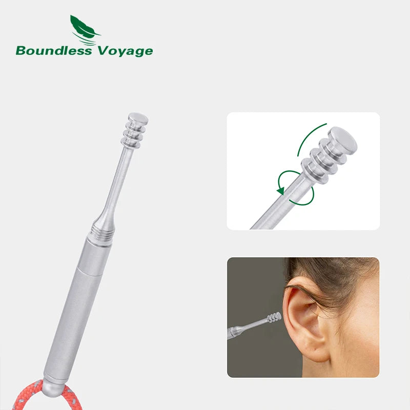 Boundless Voyage Titanium Toothpick & Ear Pick Set – 2-in-1 Keychain Portable Reusable Tool Ti9008O