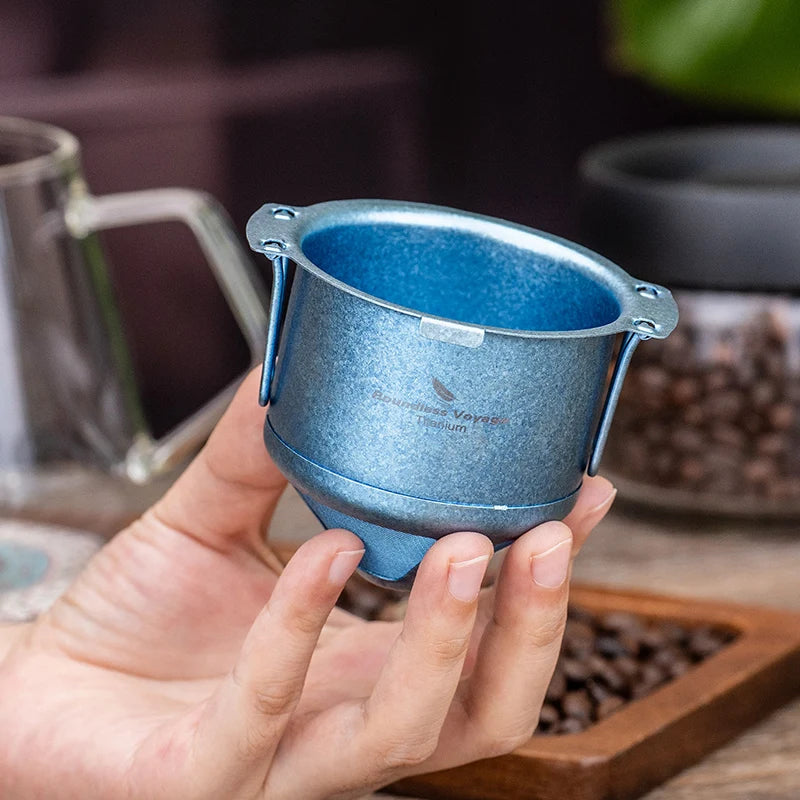 Boundless Voyage Titanium Coffee Drip Filter Ultralight Portable Folding Hanging Ear Mini Hand Brewed Coffee Filter Ti6002P