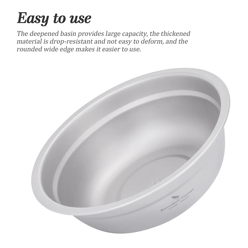 Boundless Voyage Titanium Bowl Rice Soup Salad Serving Bowl Ultralight Outdoor Camping Travel Durable Portable Tableware Ti1148T