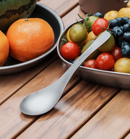 Boundless Voyage Titanium Spoon Camping Travel Soup Spoon Outdoor Cutlery with Big Bowl Lightweight Flatware Portable Tableware Ti1027T