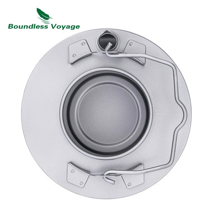 Boundless Voyage Titanium Camping Kettle – 700ml, Foldable Handle, Mesh Filter, Fast Boiling Ti3104D