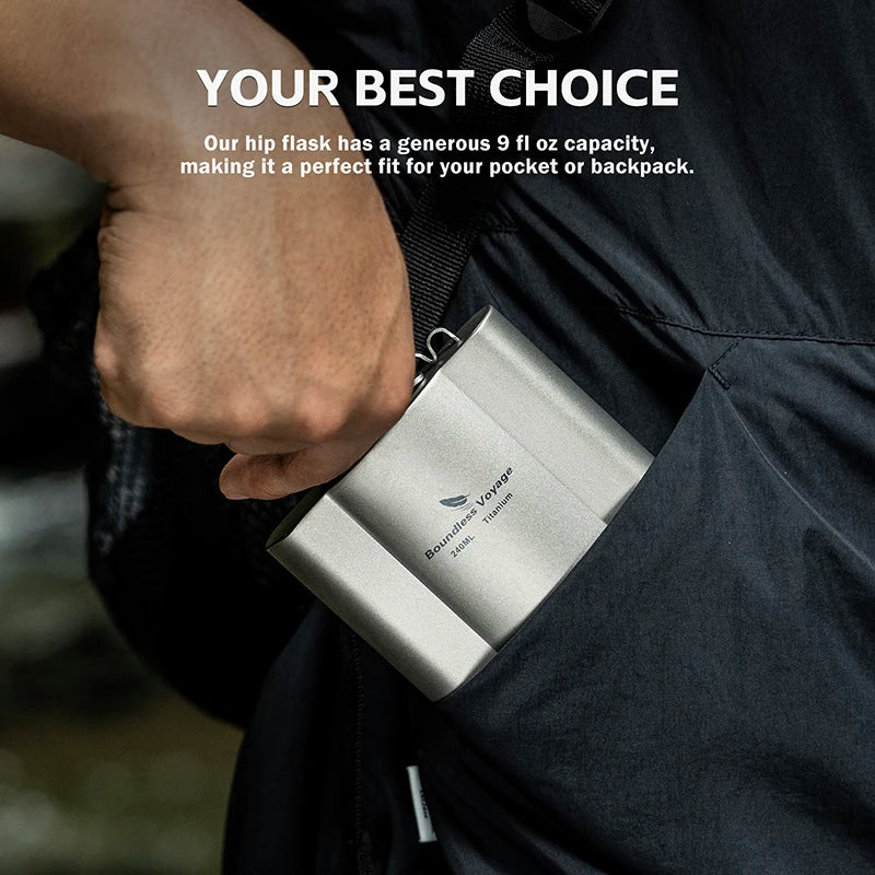 Titanium Hip Flask 180ml / 240ml Whiskey Vodka Wine Pot