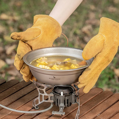single-layer-titanium-bowl-being-heated-on-camp-stove