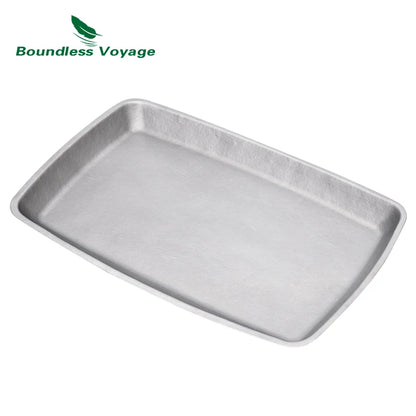 Boundless Voyage Titanium Square Plate Lightweight 186g Large Serving Dishes Platter for Buffets, Appetizers, Dessert, Snacks Ti1149T