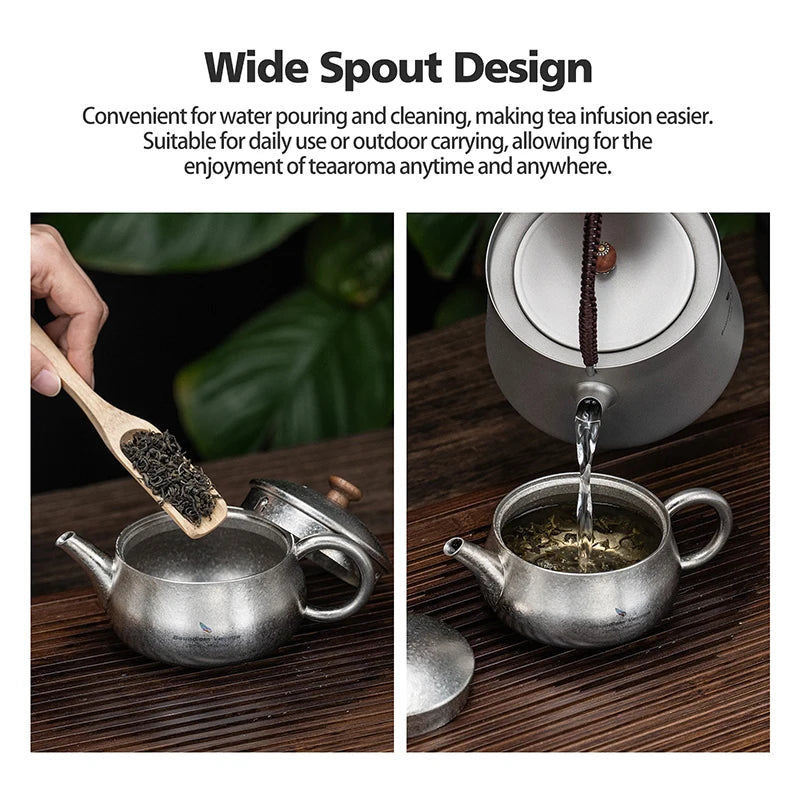 Boundless Voyage 260ml Titanium Teapot with Filter, Chinese Kung Fu Tea Set, Lightweight Portable for Camping Office Home Ti3106D