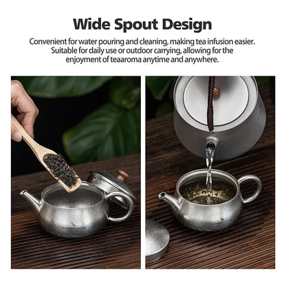 Boundless Voyage 260ml Titanium Teapot with Filter, Chinese Kung Fu Tea Set, Lightweight Portable for Camping Office Home Ti3106D