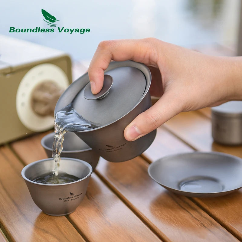 Titanium Gaiwan Kung Fu Tea Cup and Saucer with Lid