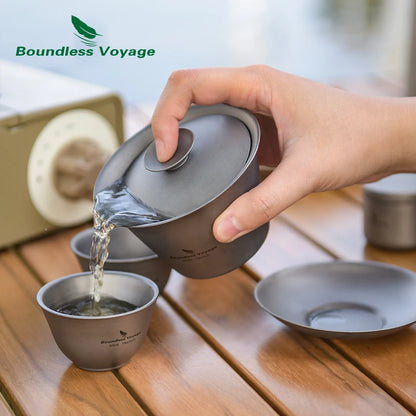 Titanium Gaiwan Kung Fu Tea Cup and Saucer with Lid