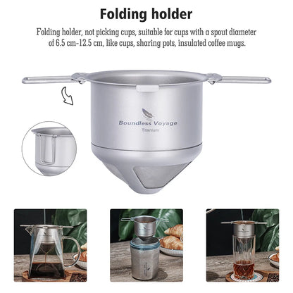 Boundless Voyage Titanium Coffee Drip Filter Ultralight Portable Folding Hanging Ear Mini Hand Brewed Coffee Filter Ti6002P