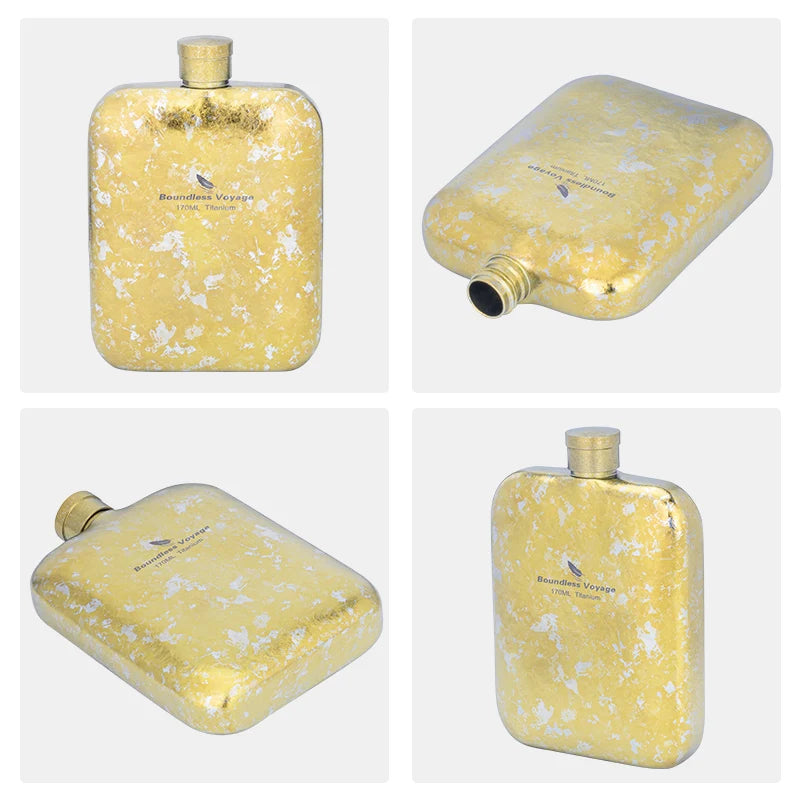 Boundless Voyage 170ml Titanium Hip Flask Liquor Flask Outdoor Travel Camping Ultralight Leakproof Pocket Wine Bottle for Whiskey Vodka Rum Ti3263D