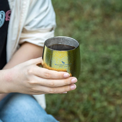 Boundless Voyage Pure Titanium Double-Walled Cup Egg Shape Lightweight Portable Coffee Water Mug Outdoor Camping Drinking Cup Ti3084D