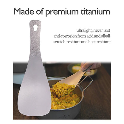 Boundless Voyage Titanium Rice Spatula, Hammered Handle 3mm Thick Kitchen Spoon Non-Toxic Metal Rice Paddle Cooking Utensil Ti1079T