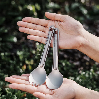 Titanium Spoon Spork Camping Tableware Lightweight Outdoor Travel Flatware Backpacking Hiking Portable Utensils for Kitchen Ti1036T