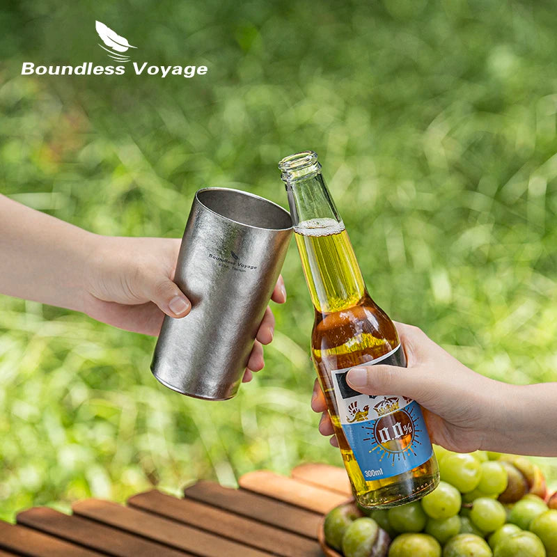 Boundless Voyage 10oz (300ml) Titanium Cup Ultralight Double Wall Insulated Beer Coffee Tea Juicy Mug for Camping Picnic Home Ti3246D