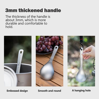 Boundless Voyage Titanium Spoon with Big Bowl Ladle for Soup Sauce Rice Kitchen Cooking Kit Outdoor Camping Home Tableware Ti1039T