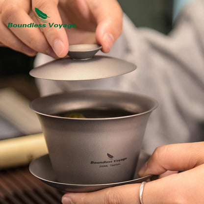 Titanium Gaiwan Kung Fu Tea Cup and Saucer with Lid