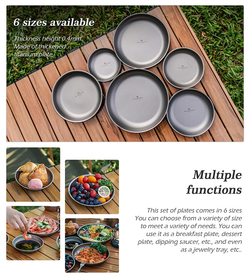 Boundless Voyage Titanium Plates Camping Shallow Side Dishes Outdoor Home Food Serving Dinnerware Portable Travel Tableware