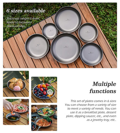 Boundless Voyage Titanium Plates Camping Shallow Side Dishes Outdoor Home Food Serving Dinnerware Portable Travel Tableware