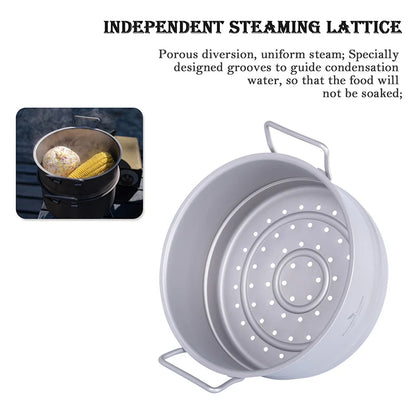 Boundless Voyage Titanium Steam Pot Compact Food Steamer Pan Camping Pot Outdoor Cookware Lightweight Portable Hiking Saucepan
