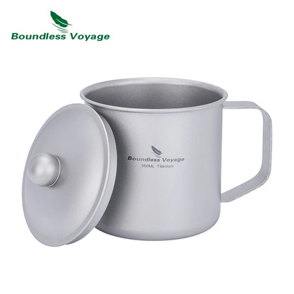 Boundless Voyage 360ml Titanium Camping Mug with Lid Lightweight Travel Coffee Tea Cup Portable Durable Single layer Dinking Mug Ti3023D