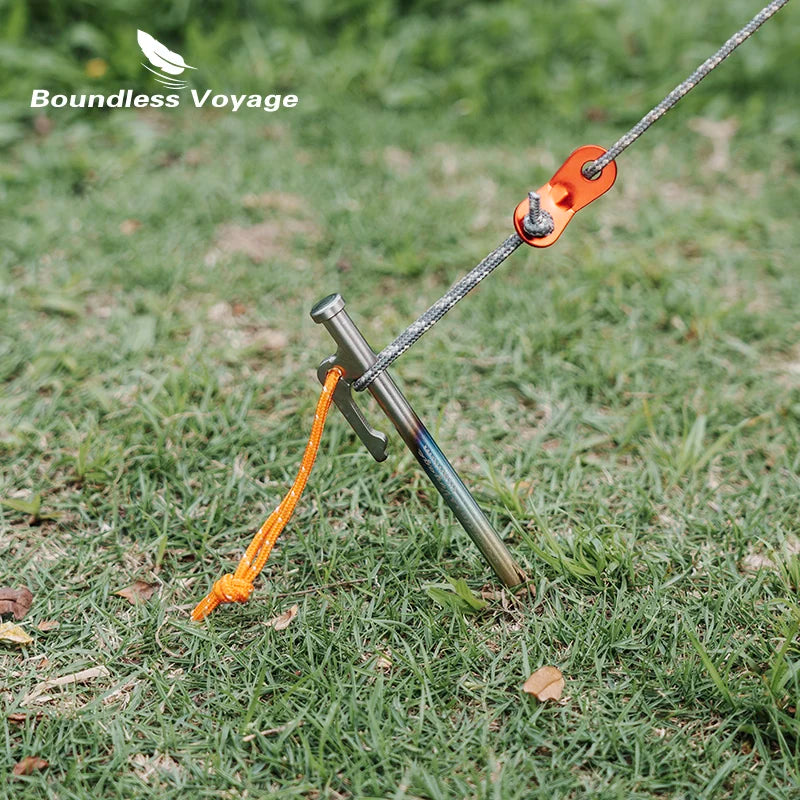 Boundless Voyage Titanium Alloy Tent Pegs Heavy Duty Metal Stakes for Hard Ground Camping Garden Fence & Net Fixing Durable Nail Ti4016P