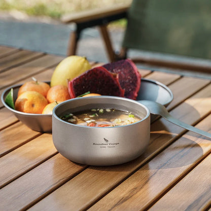 Boundless Voyage Titanium Bowl Set 200ml & 420ml | Lightweight Stackable Camping Bowls for Family | Anti-Scald Outdoor Tableware Ti1084T