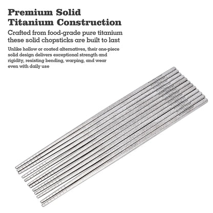 Boundless Voyage 23cm Solid Pure Titanium Chopsticks  Food Grade Heavy-Weight & Non-Slip Metal Utensils for Adults, Home & Restaurant Ti1185T