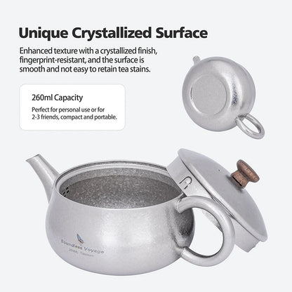 Boundless Voyage 260ml Titanium Teapot with Filter, Chinese Kung Fu Tea Set, Lightweight Portable for Camping Office Home Ti3106D