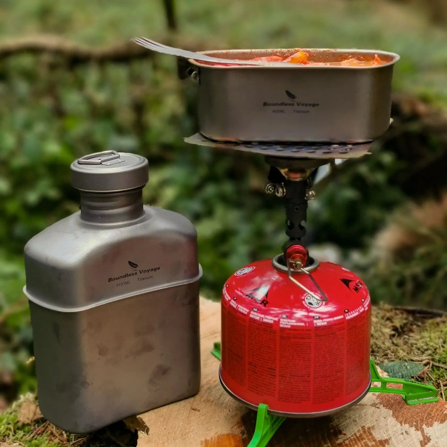 Boundless Voyage Titanium Military Canteen Cups Set 1100ml+750ml+400ml with Lid Chain Camping Cookware Outdoor Cooking Kit
