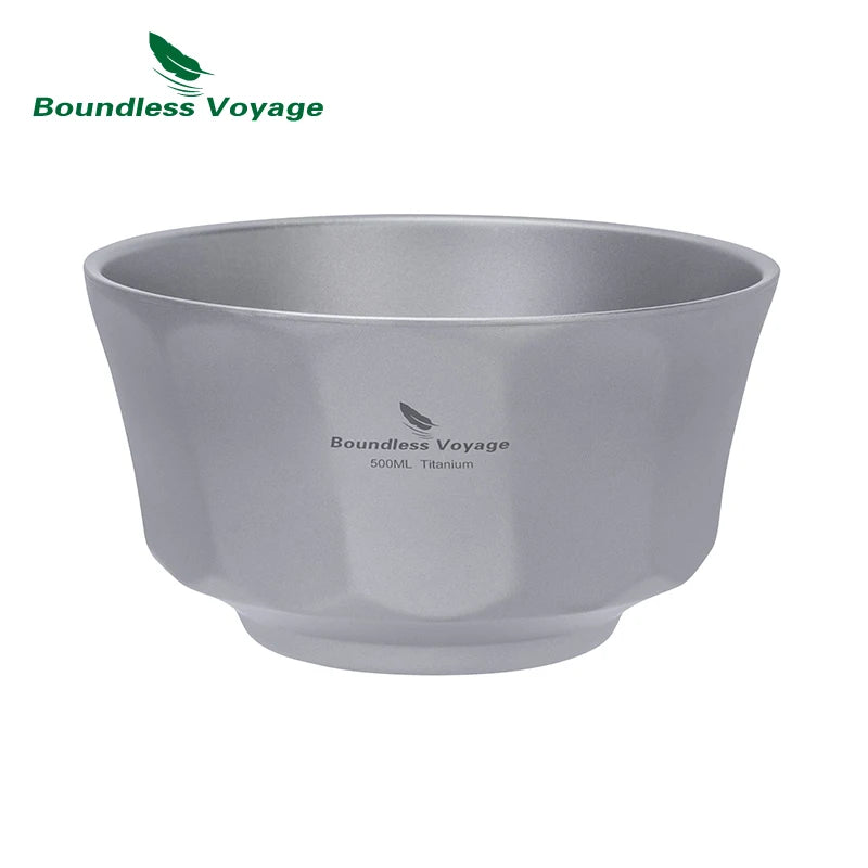 Boundless Voyage 500ml/800ml Double Walled Titanium Bowls Camping Bowl Lightweight Druable Hiking Utensil for Outdoor Dining Ti1174T