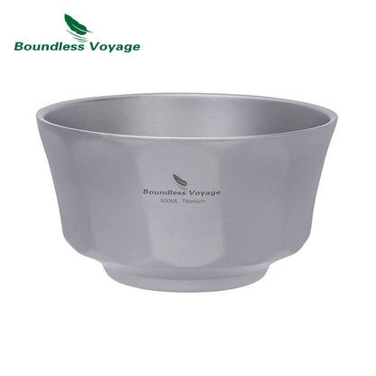 Boundless Voyage 500ml/800ml Double Walled Titanium Bowls Camping Bowl Lightweight Druable Hiking Utensil for Outdoor Dining Ti1174T
