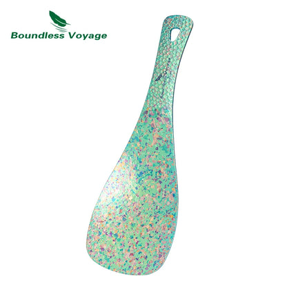 Boundless Voyage Titanium Rice Spatula, Hammered Handle 3mm Thick Kitchen Spoon Non-Toxic Metal Rice Paddle Cooking Utensil Ti1079T