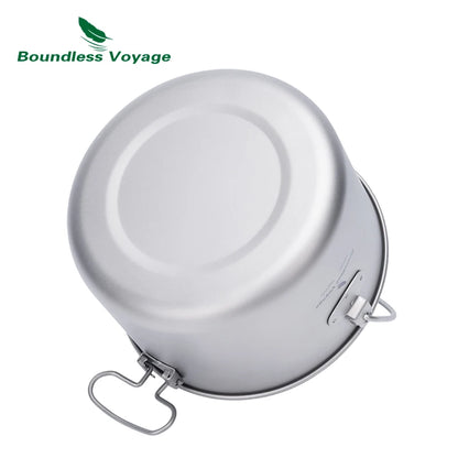 Boundless Voyage Titanium Pot Camping Cookware Hanging Soup Pot with Lid Outdoor Cooking Kit Lightweight Kitchen Ware Tableware Ti2045C