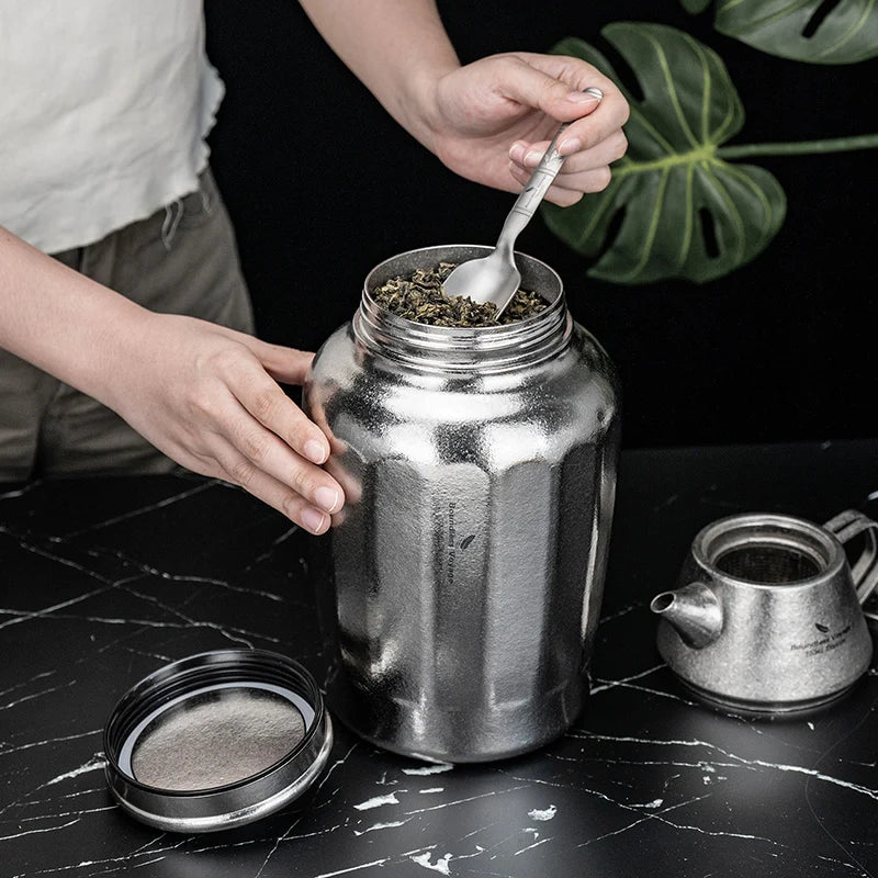 Boundless Voyage Titanium Airtight Storage Canister 3L Large Tea Caddy Leakproof Wide Mouth Sealed Container for Loose Leaf Tea