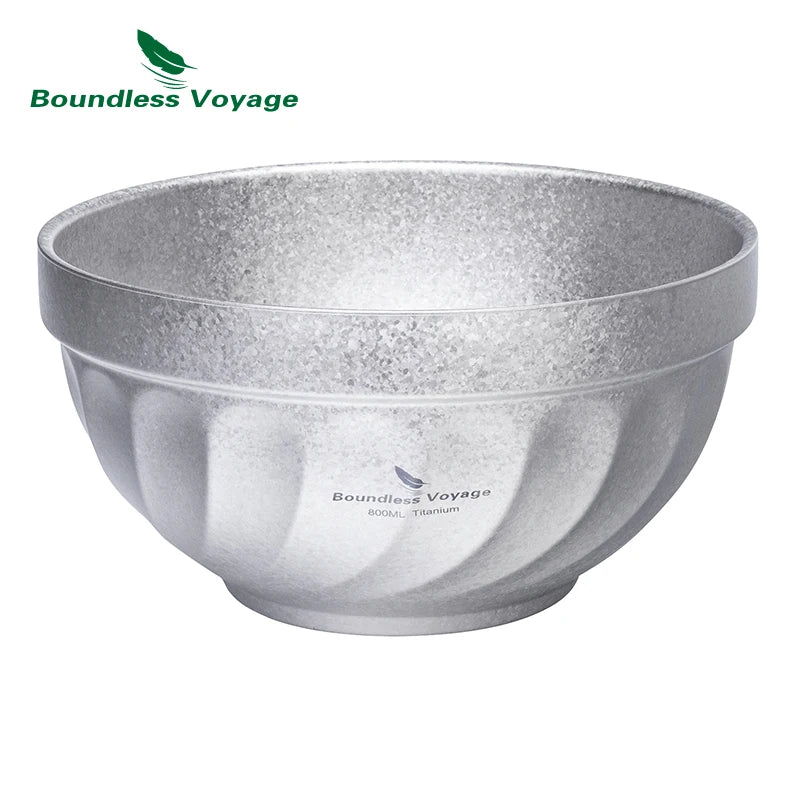 Boundless Voyage Titanium Double-Wall Bowl Set – 500ml + 800ml, Magnolia Embossed, Anti-Scald Ti1168T/Ti1169T