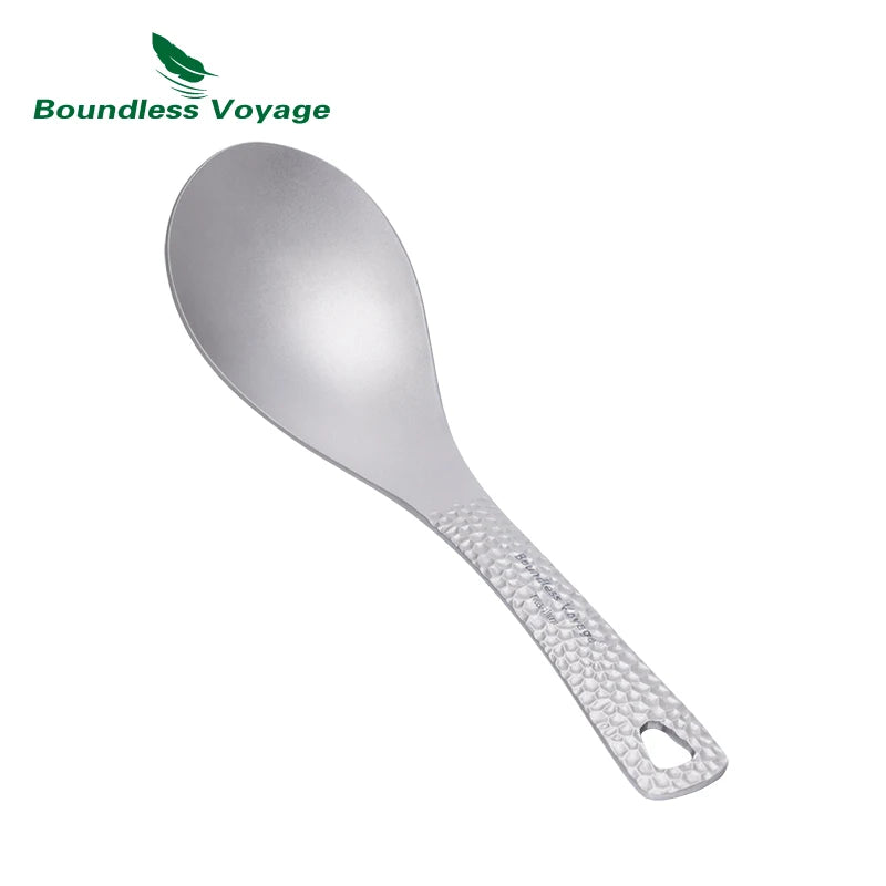 Boundless Voyage Titanium Spoon Camping Travel Soup Spoon Outdoor Cutlery with Big Bowl Lightweight Flatware Portable Tableware Ti1027T