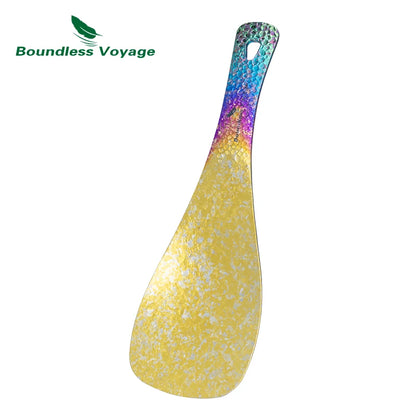 Boundless Voyage Titanium Rice Spatula, Hammered Handle 3mm Thick Kitchen Spoon Non-Toxic Metal Rice Paddle Cooking Utensil Ti1079T