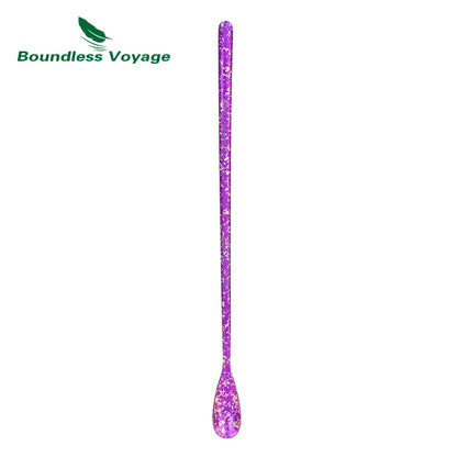 Boundless Voyage Titanium Stirring Spoon Long Handle Tea Coffee Bar Cocktail Mixing Stirrers for Drink Durable Cutlery Ti1034T / Ti1035T