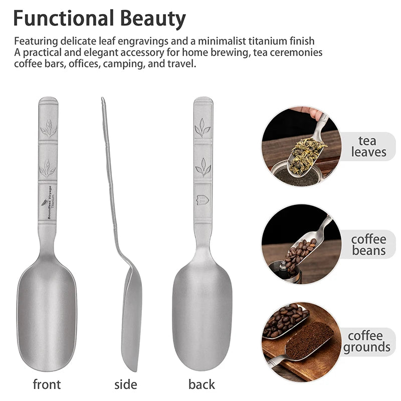 Boundless Voyage Titanium Tea Scoop Long Handle Ultralight Coffee Scoop Portable Loose Leaf Tea Spoon for Camping Home Kitchen