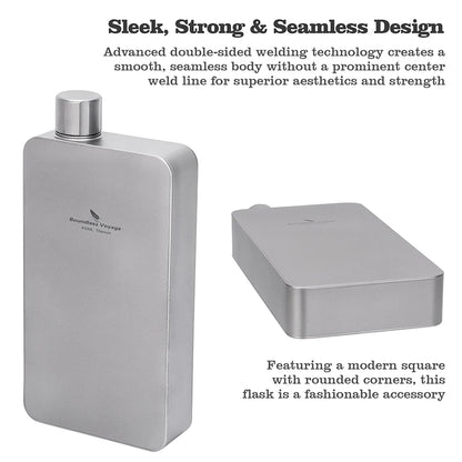Boundless Voyage 400ml Titanium Flask Leakproof Metal Liquor Wine Bottle Ultralight for Camping & Travel Gift for Men Ti3267D